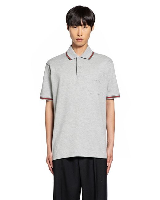 Gucci White Web Logo Pocket Polo for men