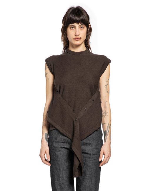 Lemaire Black Sleeveless Buttoned Top