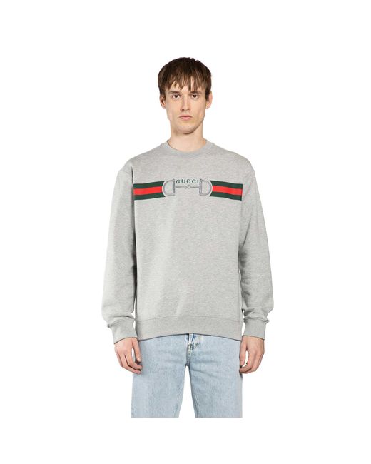 Gucci Gray Web And Horsebit Sweatshirt for men