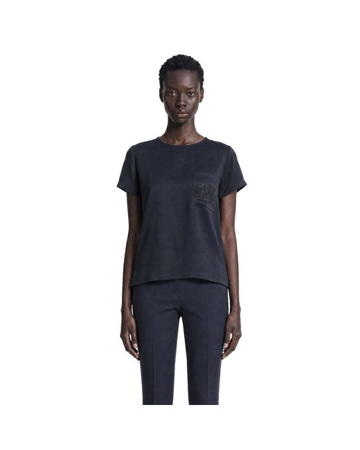 Max Mara Blue Crepe De Chine Pocket T-Shirt