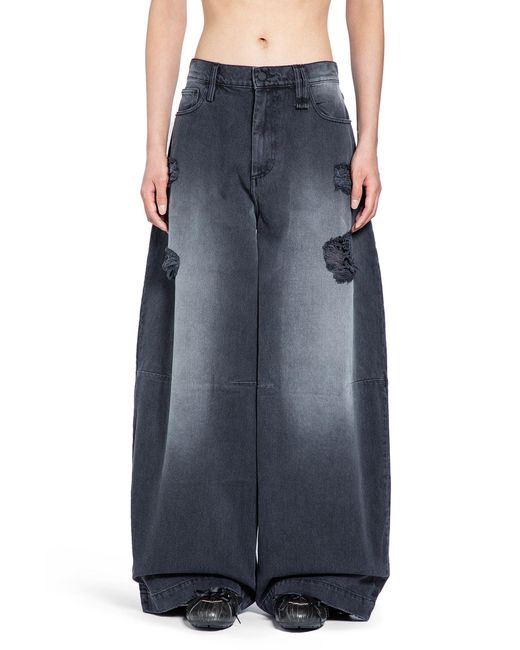 Simone Rocha Black Distressed Wide Leg Puddle Jeans for men
