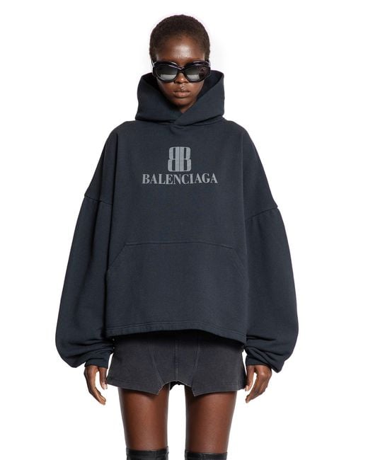 Balenciaga Nano Bb Cropped Hoodie in Blue | Lyst UK
