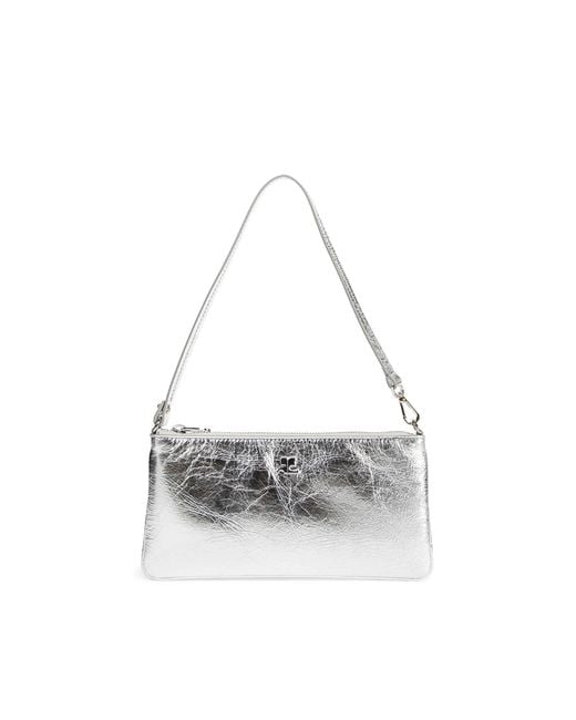 Courreges White Zipped Leather Pouch