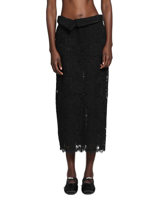 Simone Rocha Black Peeling Waist Column Skirt
