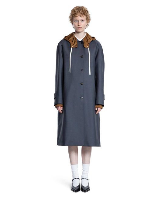 Miu Miu Blue Single-Breasted Kid Mohair And Technical Pongé Coat