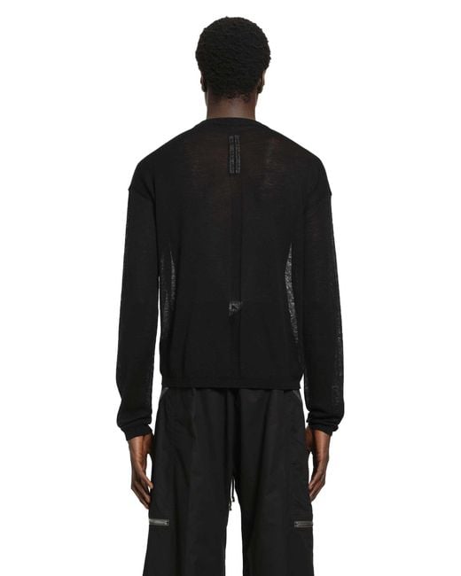 Rick Owens Black Temple Sheer Sweater for men
