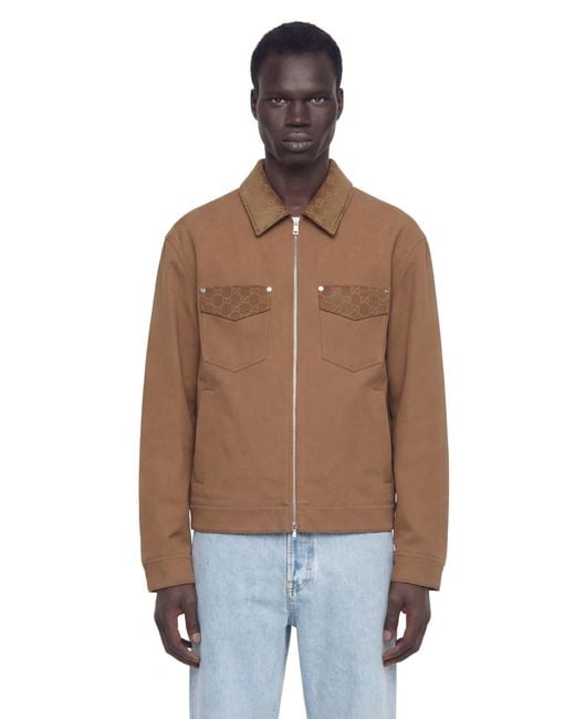 Gucci Brown Heavy Cotton Canvas Overshirt for men