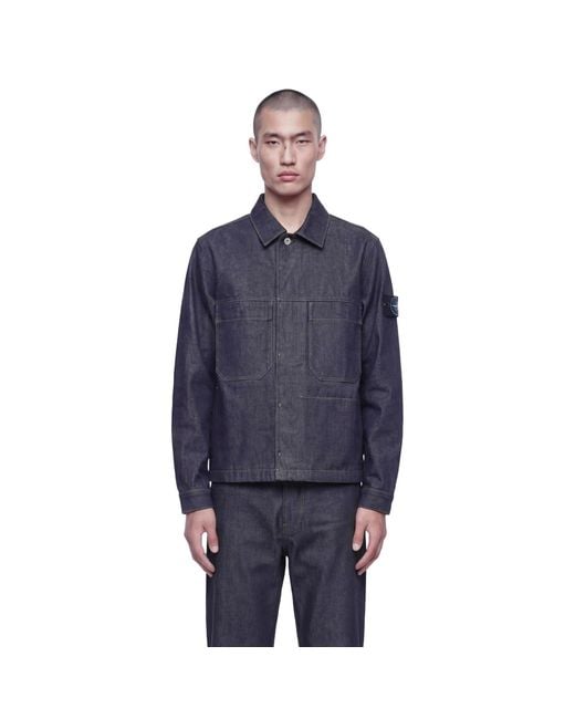 Stone Island Blue 4100006 Denim Coach Jacket for men