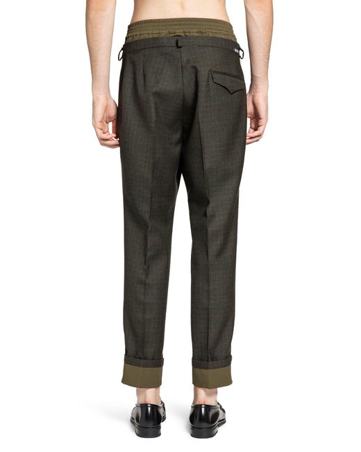 Prada Gray Check Wool Trousers for men