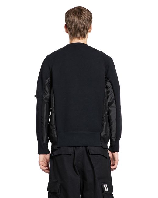 Sacai Black Sponge Sweat X Nylon Twill Sweatshirt for men