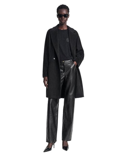 Max Mara Black Double-Breasted Wool Broadcloth Coat