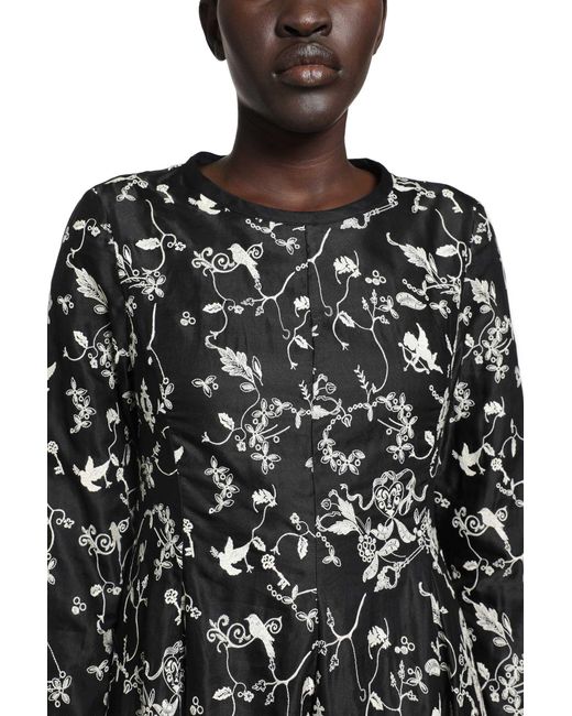 Renli Su Black Floral Midi Dress