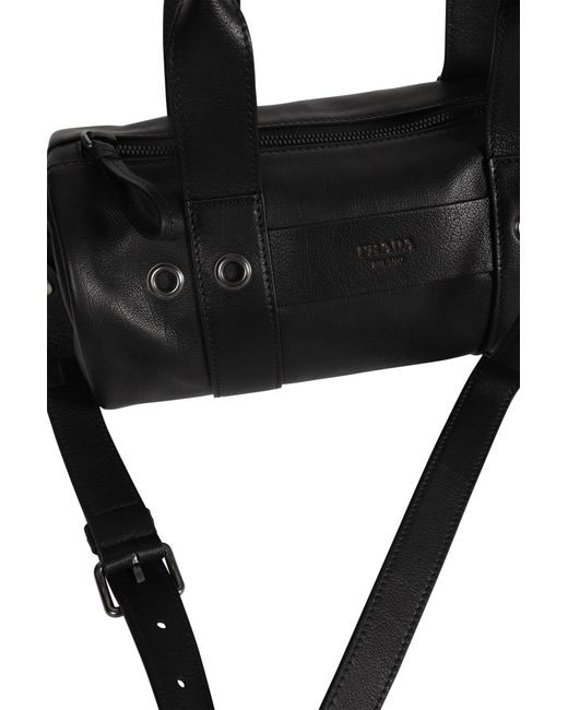 Prada Black Route Large Leather Top Handle Bag