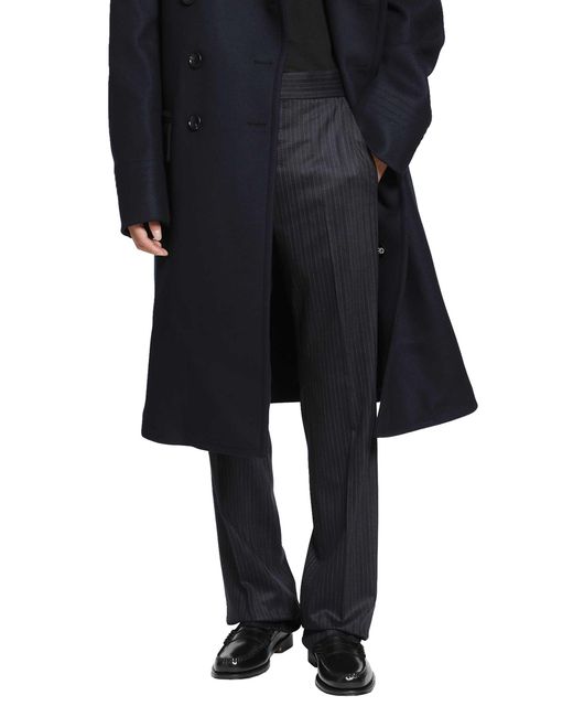 Tom Ford Blue Herringbone Stripe Wool Trousers for men