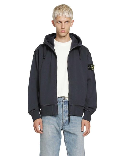 Stone Island Blue 6100009 Zip-Up Hoodie for men