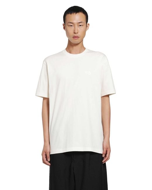 Y-3 White Regular Short Sleeve Tee for men