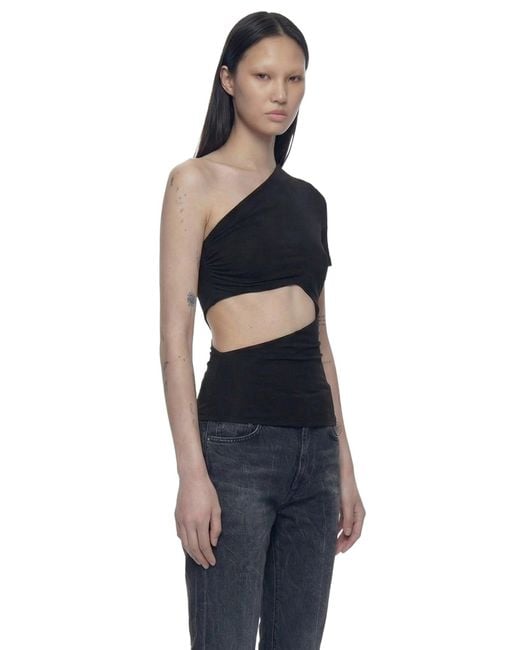 NVL-GARDE Black One Shoulder Wrap Top
