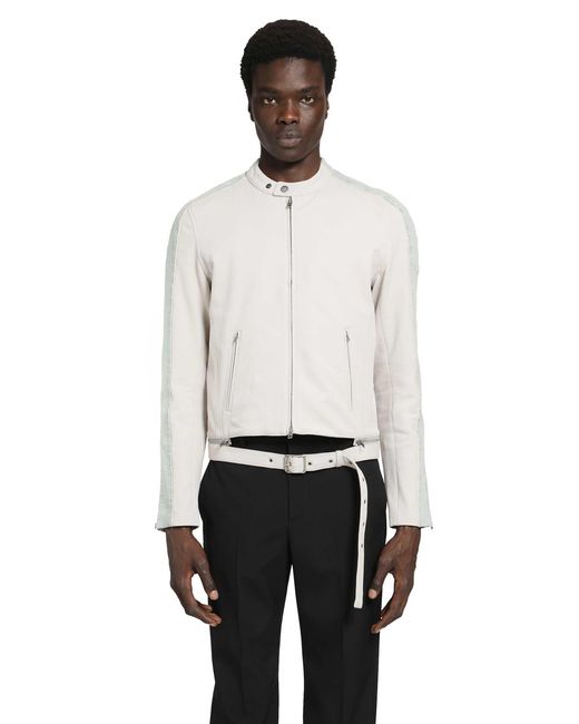 Acne White Twill Biker Jacket for men