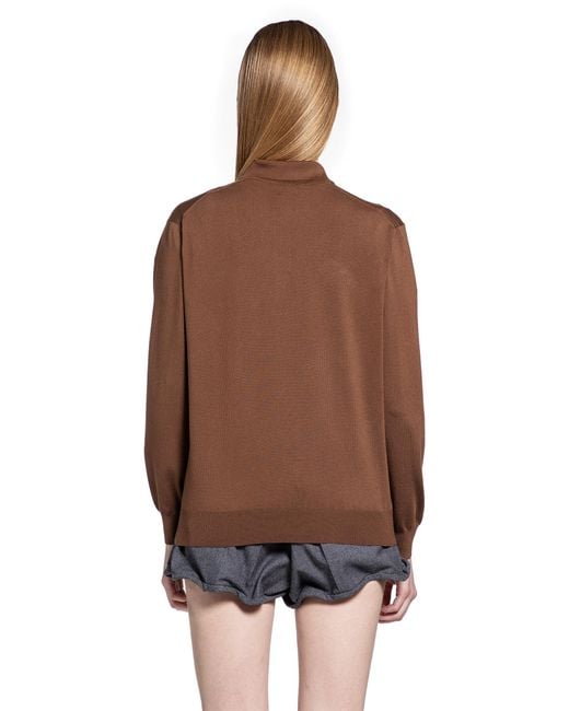 Prada Brown Silk Long Sleeve Polo