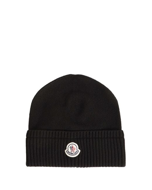 Moncler Black Wool Cashmere Beanie for men