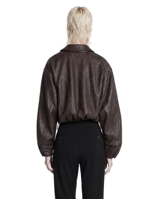 Magda Butrym Black Cropped Leather Bomber Jacket