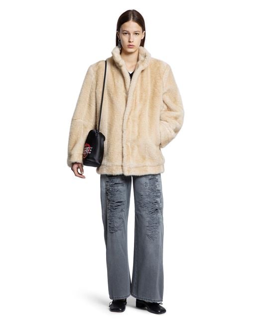 MM6 by Maison Martin Margiela Natural Faux Fur Jacket
