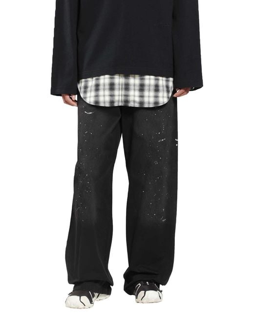 Acne Black Washed Cotton Drawstring Trousers for men