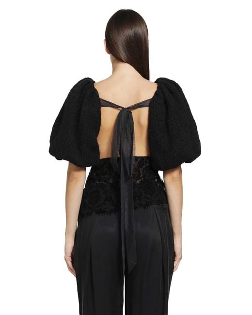 PAULINE DUJANCOURT Black Laia Hand-Knit Alpaca Lace Top