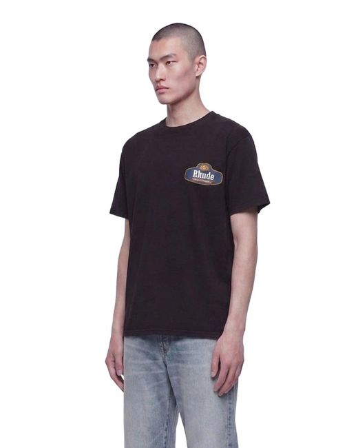 Rhude Black Racing Crest Tee for men