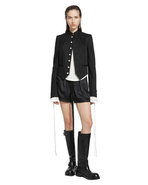 Ann Demeulemeester Black Anda Satin Lace Shorts