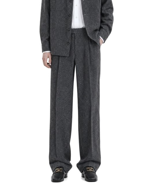 Valentino Gray Boutonné Wool Trousers for men