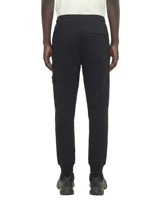 Stone Island Blue 620001 Cotton Fleece Cargo Joggers for men