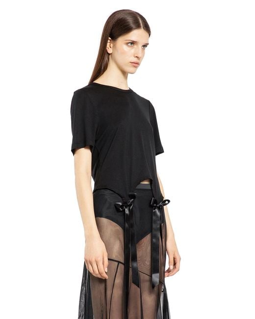 Simone Rocha Black Easy T-Shirt With Bow Tails