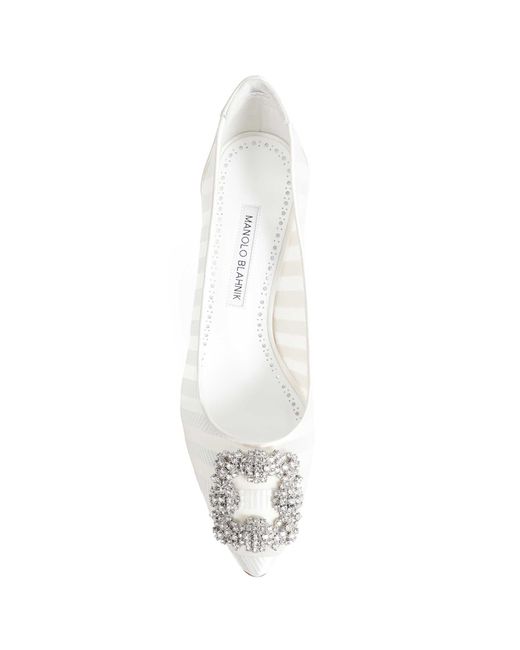 Manolo Blahnik White Hangisila Pumps