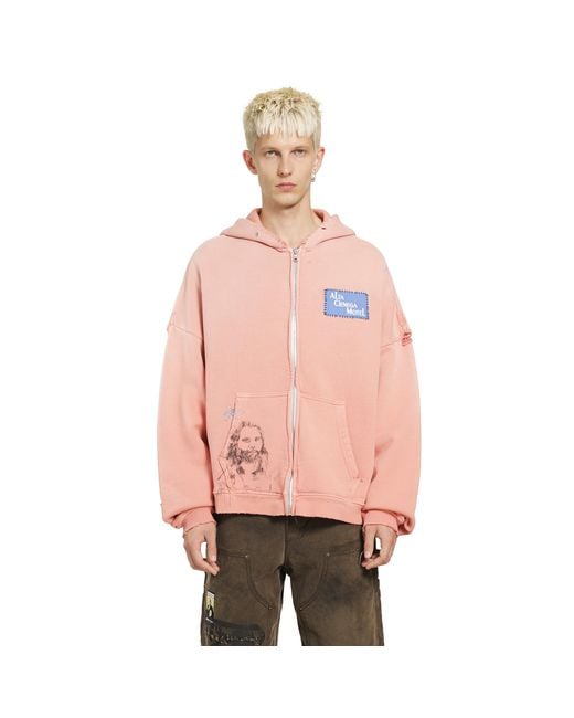 Paly Hollywood Pink Alta Cienega Zip-Up Hoodie for men