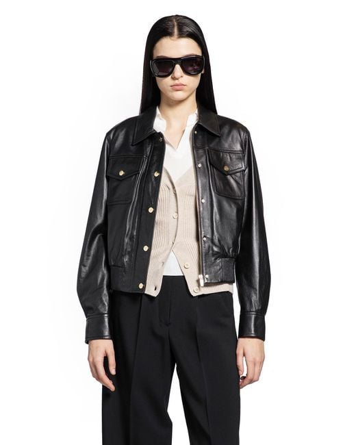 Max Mara Black Biada Leather Jacket