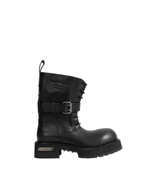 Balenciaga Black Venom Lace-Up Booties for men