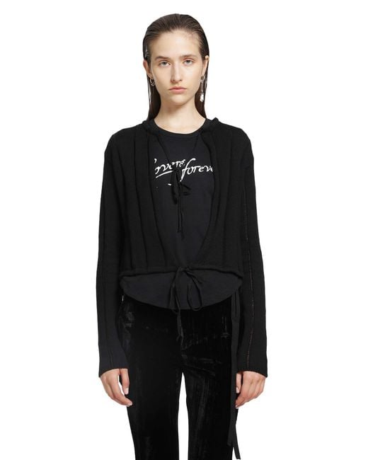 Ann Demeulemeester Black Jacklin Brushed Rib Cropped Cardigan