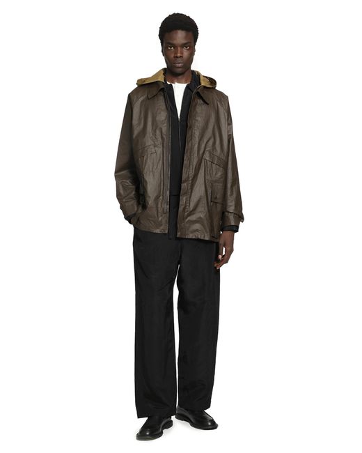 Lemaire Brown Coated Technical Linen Rain Jacket for men