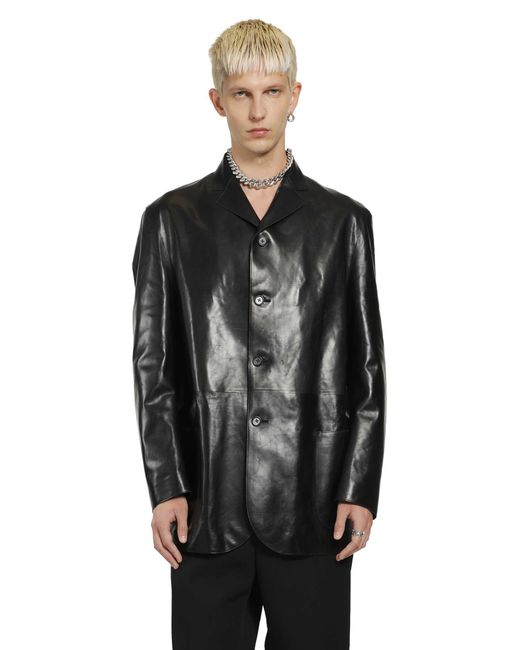 Jil Sander Black Soft Leather Jacket for men