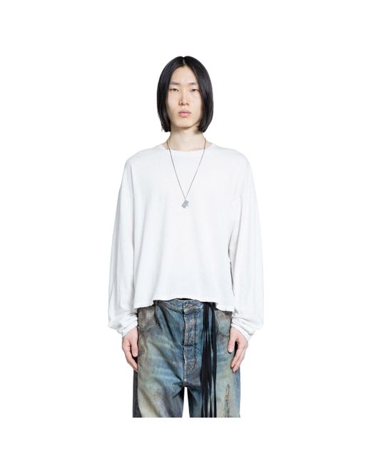 Ann Demeulemeester White Emil 'Infinite Feathers' Long Sleeve T-Shirt for men