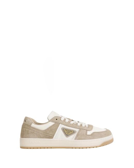 Prada White Downtown Re-Nylon And Suede Sneakers for men