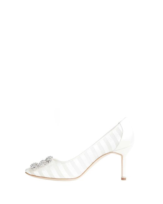 Manolo Blahnik White Hangisila Pumps