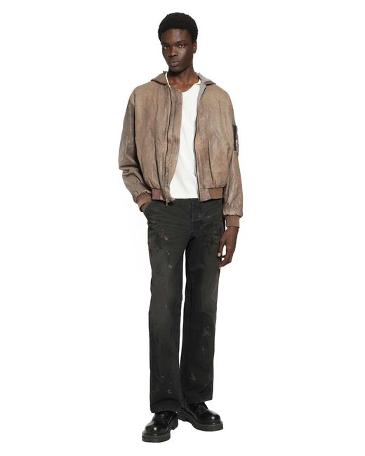 ALEXANDER DIGENOVA Brown Leather Bomber Jacket for men