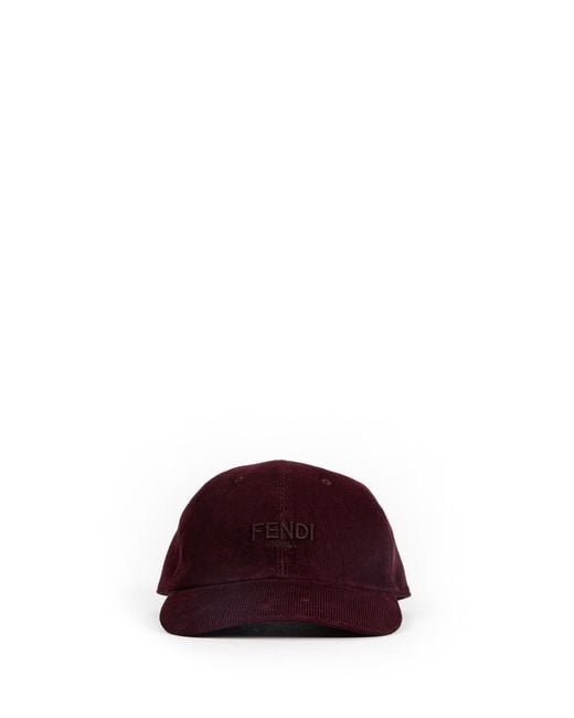 Fendi Red Corduroy Baseball Cap for men