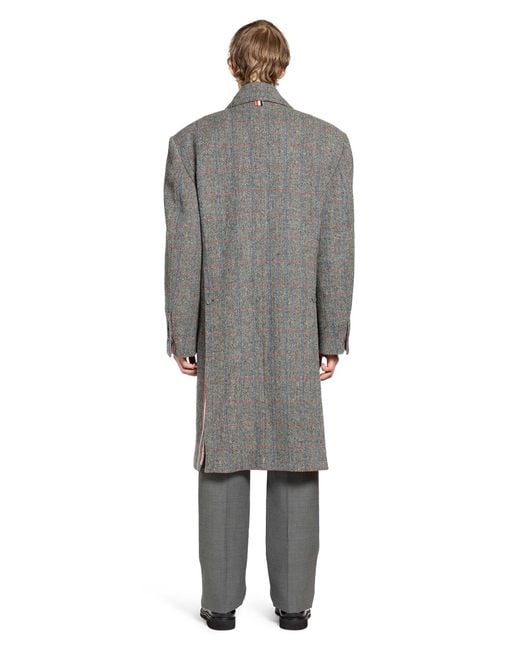 Thom Browne Gray Oversized Peacoat for men