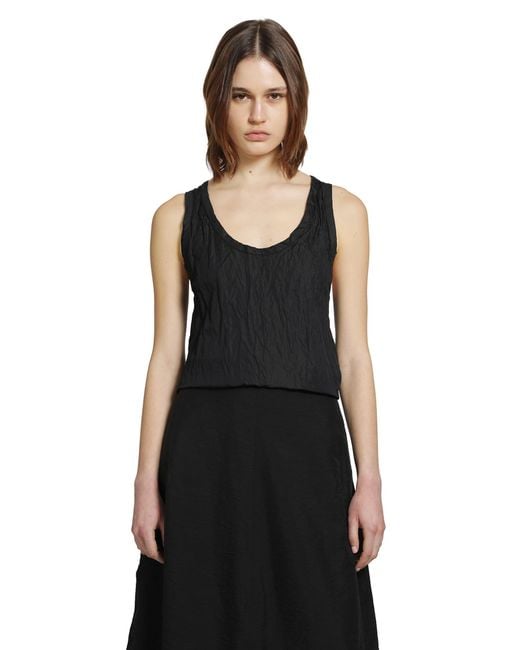 Totême Black Crinkled Cotton Tank Top