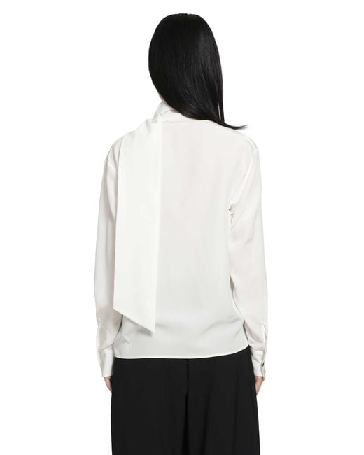 RETORI White Crepe De Chine Scarf Detail Blouse