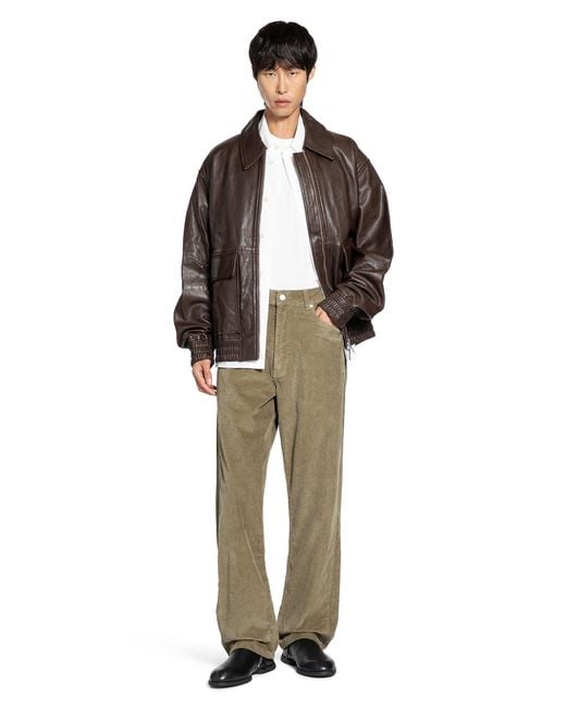 Studio Nicholson Piston Leather Jacket in Brown for Men | Lyst