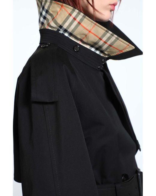 Burberry Black Long Gabardine Fitzrovia Trench Coat